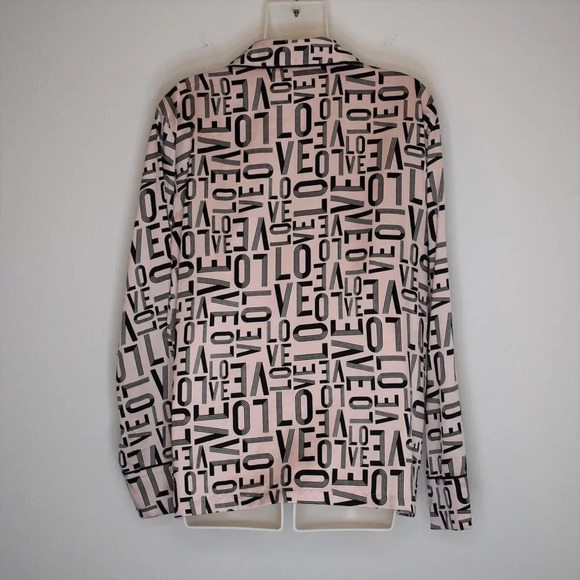 Victorias Secret Love Pajama Shirt Sz M Pink Satin Button Down Sleep Lounge PJs - Picture 8 of 15